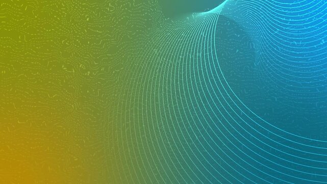 Abstract background with curved wireframe lines forming a sweeping tunnel or wave animation