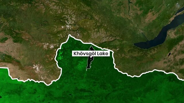 Khovsgol Lake region in Mongolia seen from space animation video clip