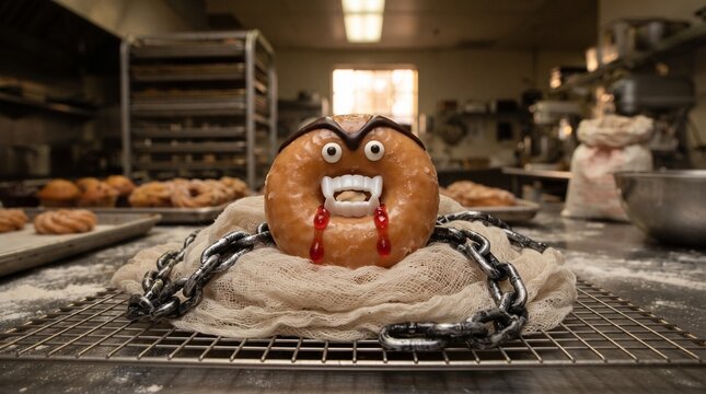 Spooky vampire donut cake