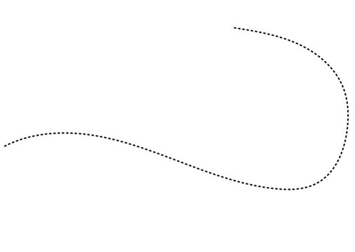 Abstract Hand-Drawn Dotted Line Collection. Dotted Spiral Curve Line. Hand Sketched Curly Border. Curly dotted line. Long dashed hand drawn squiggle.