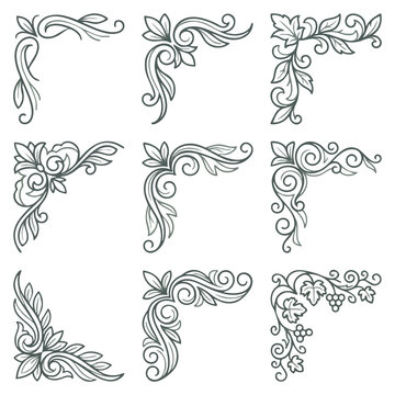 Elegant decorative swirls and flourishes for design elements