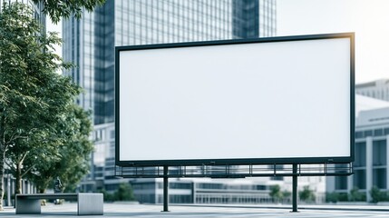 Fototapeta premium Empty billboard stand in modern city plaza with