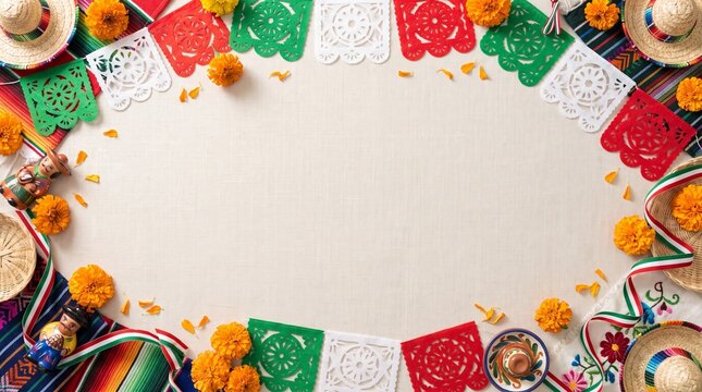 Dramatic Mexican Fiesta Border with Festive Decorations