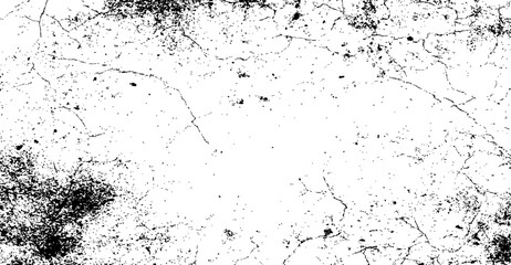 Fototapeta premium Weathered grunge texture overlay with heavy black splatters and scratches on a white background, for distressed visual effects 