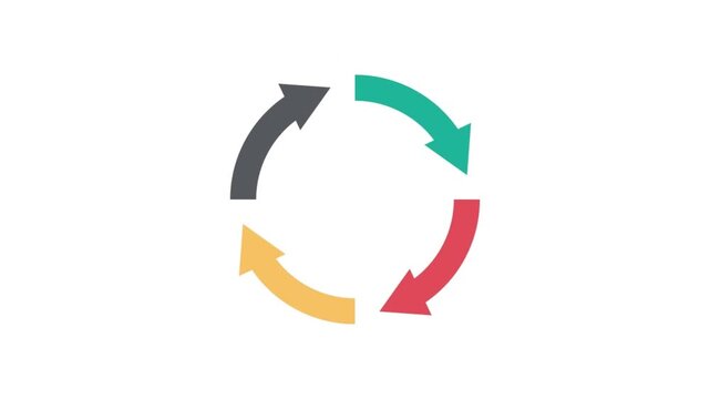 Abstract circular flow diagram with four colorful arrows representing process cycle