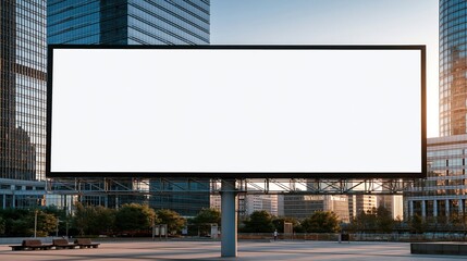 Obraz premium Empty billboard screen in modern city plaza