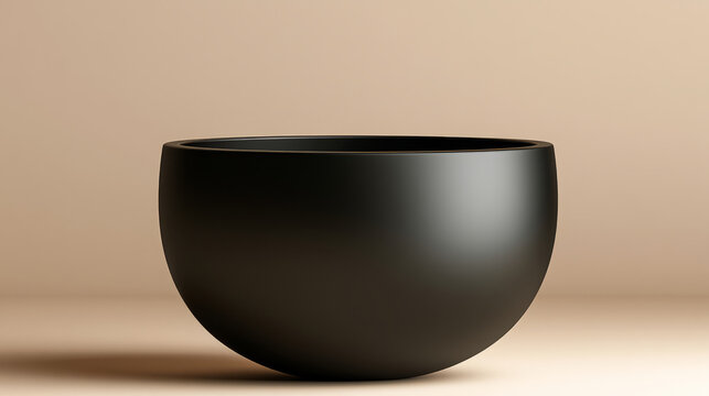 Stylish black ceramic bowl set against a gentle beige backdrop perfect for modern home decoration