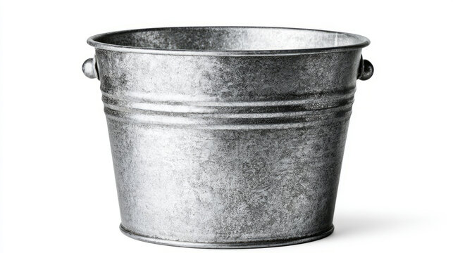 Vintage style metal bucket with sturdy handles perfect for home decoration and garden organization on a clean white background