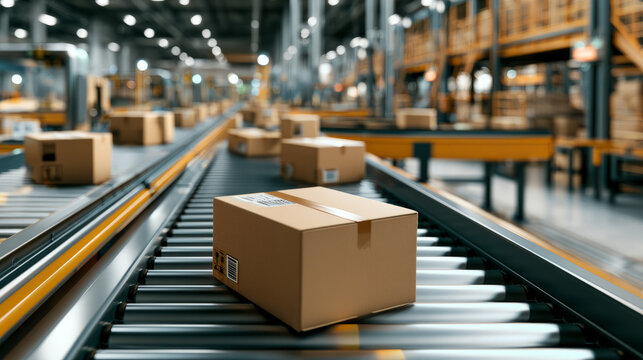 Streamlined automation solutions on conveyor belt within a contemporary distribution facility for enhanced efficiency