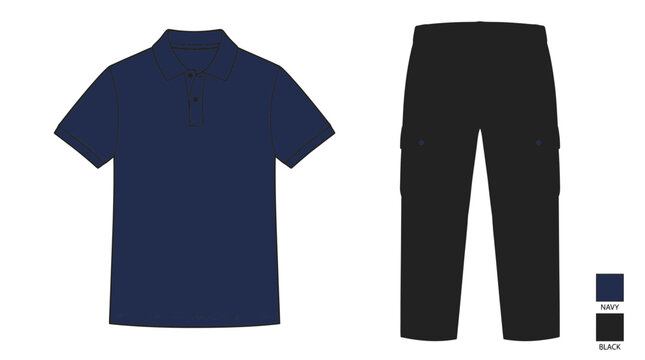 Vector polo shirt and cargo pants uniform set