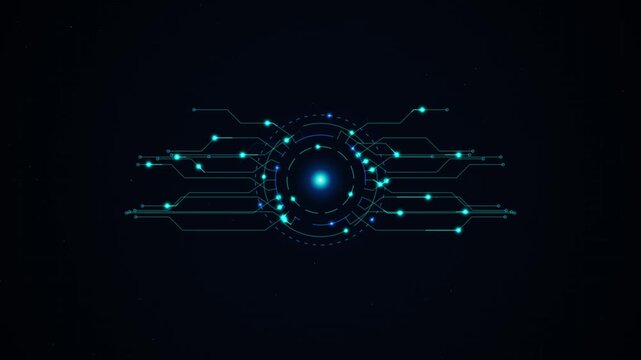 Blue technology circuit HUD interface core background