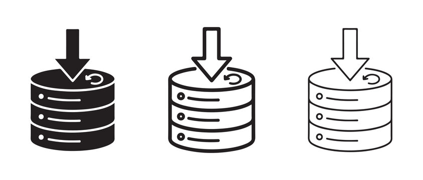 database icons showing data download or extraction process with arrows pointing downwards