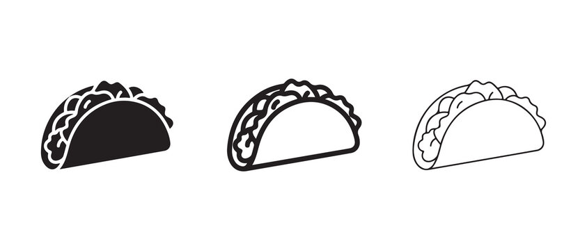 taco illustrations featuring crinkle cut edges and filled with ingredients isolated on transparent background