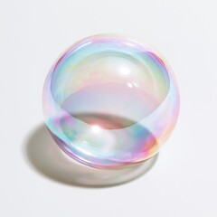 Obraz premium Iridescent soap bubble with rainbow colors on white