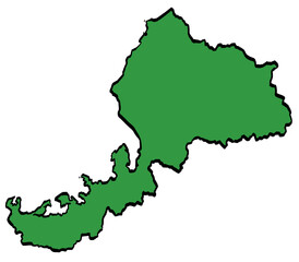 Obraz premium 福井県地図 中部地方 緑色 筆タッチ 和風 東日本 / A brushstroke map of Fukui Prefecture / green