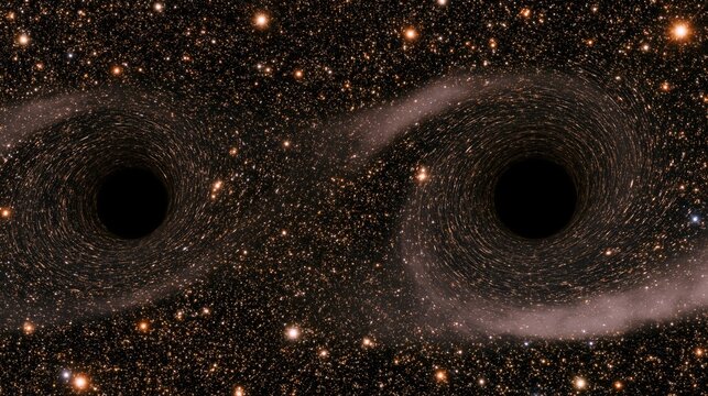 Two black holes merging in deep space