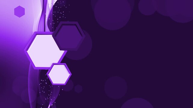 Abstract background with layered hexagons wavy light accents and sparkles animation