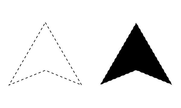 Outline and solid arrowhead shapes, minimalist geometric vector symbols
