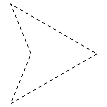 Dashed right pointing triangle outline, minimalist directional vector symbol