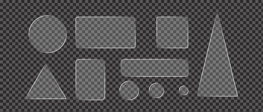 Set of various geometric shapes with rounded corners isolated on a transparent background for design elements
