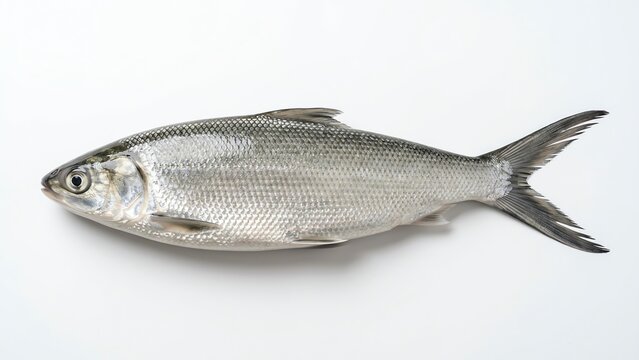 Fresh whole milkfish isolated on white background