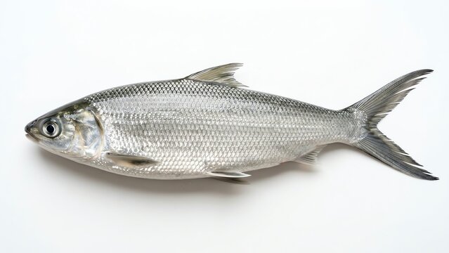 Fresh raw milkfish isolated on white background