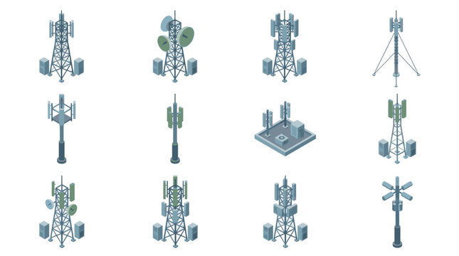 Collection of various cell tower and antenna designs.