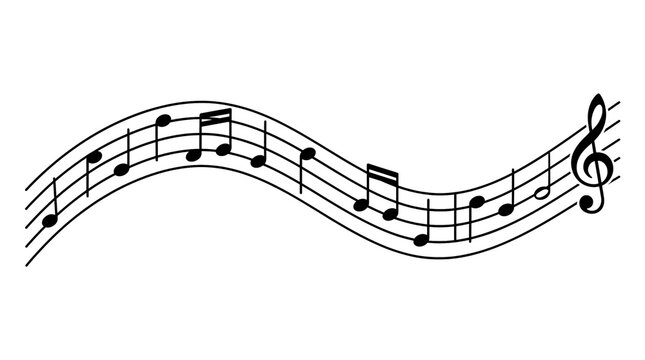 Musical Notes Flowing on a Wavy Staff 1.