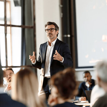 Executive Leading Corporate Meeting &ndash; AI Generative