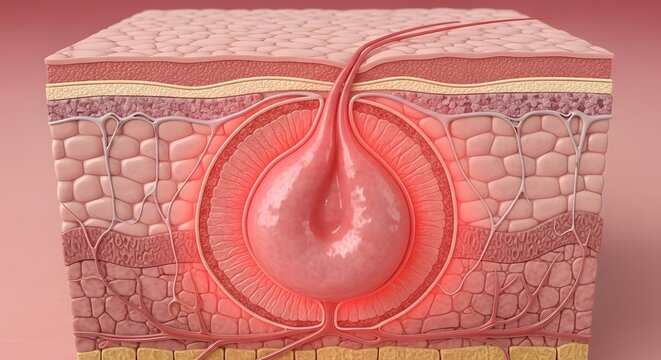 Detailed Skin Barrier Damage Illustration Demonstrating Moisture Loss Through the Epidermis and Changes in the Protective Skin Barrier Function