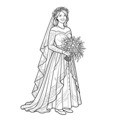 Fototapeta premium Sustainable bride carrying thrifted pearl bouquet for wedding planning websites