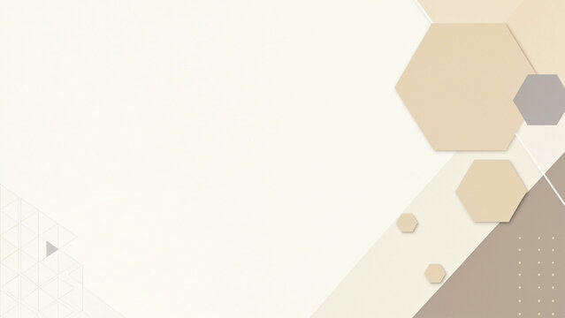 Minimalist geometric background with beige hexagons and soft abstract shapes for design