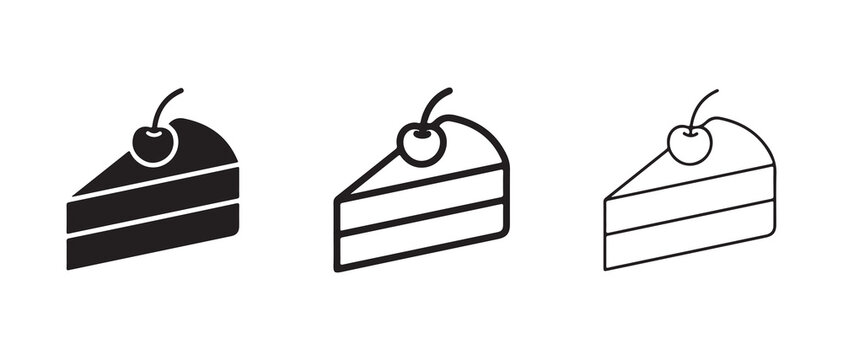 Delicious slice of layered cake with cherry decoration isolated on transparent background for food design projects