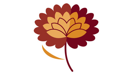 Fototapeta premium Abstract stylized flower icon with layered petals in warm burgundy and orange tones suitable for autumn greeting cards or logo design.