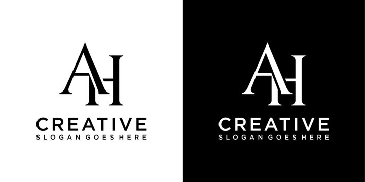 AH or HA initial letter logo design vector