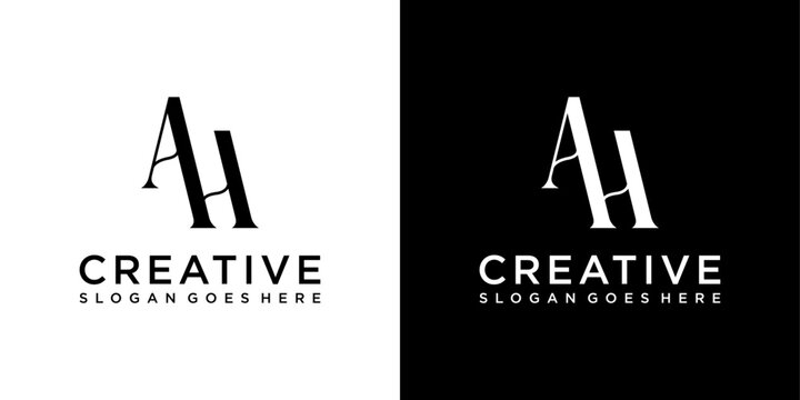 AH or HA initial letter logo design vector