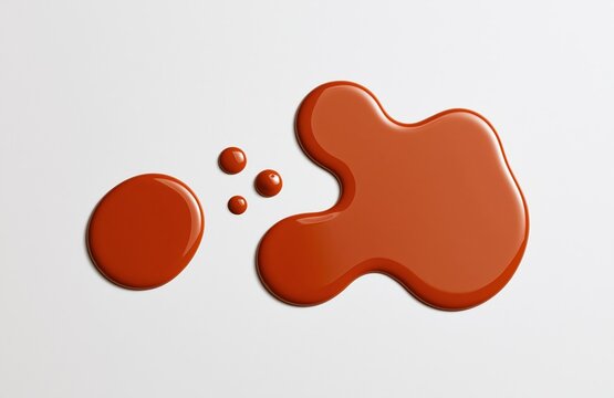 glossy orange paint drops on white background