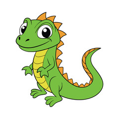 Naklejka premium Adorable Green Dinosaur Cartoon Animal Character Isolated on White