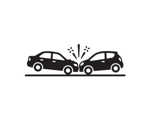 Obraz premium Car crash icon showing two vehicles head on collision on highway with car accident traffic accident auto crash road accident crash sign cars crashing insurance claim collision accident
