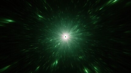 Fototapeta premium Green starburst tunnel of light radiating from center