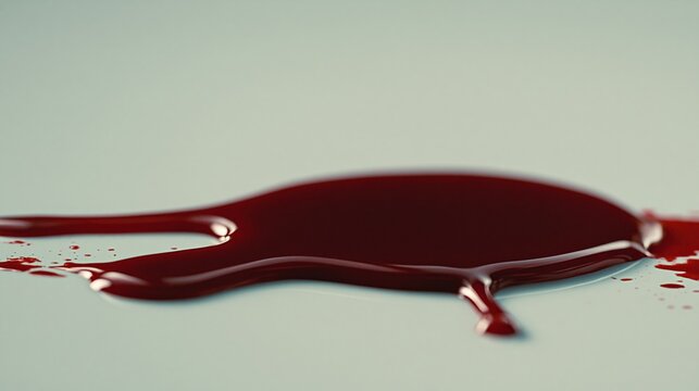 Dark red liquid spill on light background