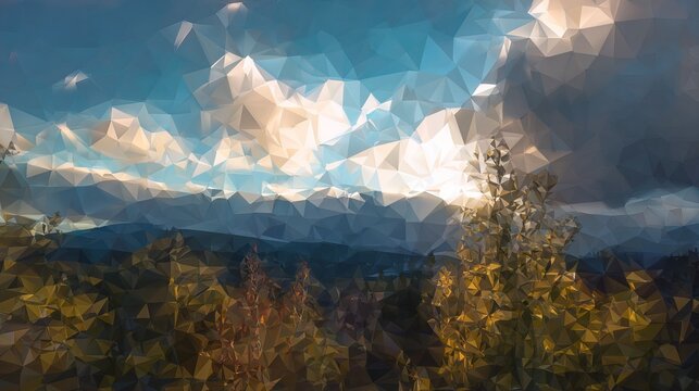 Majestic Mountain Vista - A Tapestry of Natures Beauty Under a Cloudy Sky.