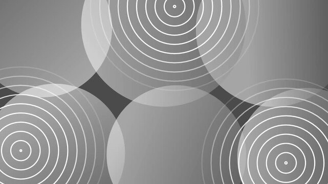 Abstract background with overlapping circles and concentric ring patterns animation, modern simple abstract circle and ring background