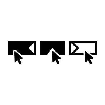 Black mouse cursor icons pointing at arrows for user interface navigation and web design