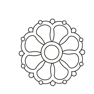 Circular floral ornament with petals and dots