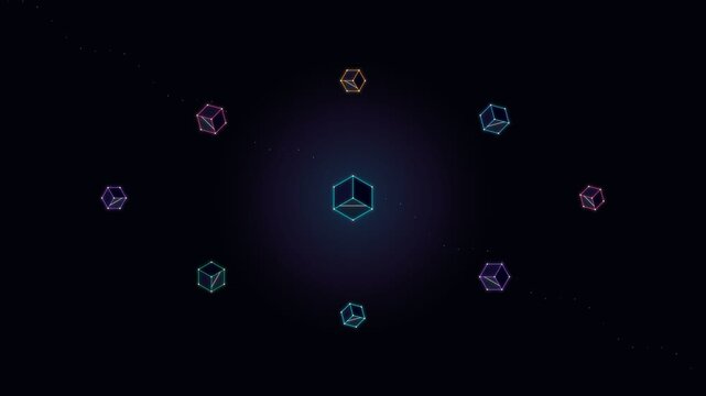 Floating Prismatic Glass Cubes Matrix 4K VJ Stage Loop