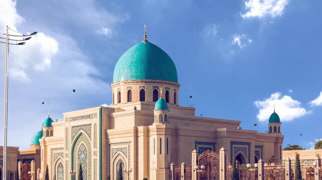 Islom Ota Mosque in Tashkent, Uzbekistan with turquoise dome and Islamic architecture
Grand Islam Ota Mosque in Tashkent with distinctive turquoise dome
Historic Islom Ota Mosque
