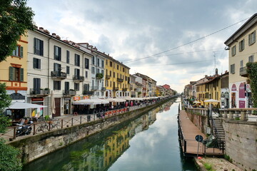 Obraz premium Cityscape on Naviglio grande in Milan, Lombardy, Italy