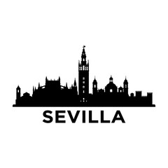 Fototapeta premium Seville city skyline silhouette with text