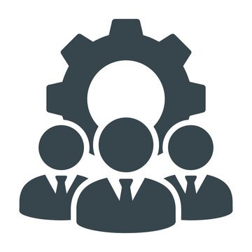 Teamwork icon with gear symbolizing business collaboration
